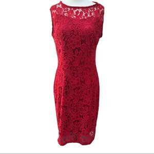 LECHATEAU Red Lace Dress EUC